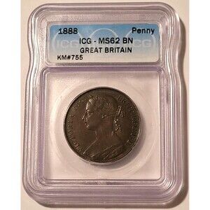 Great Britain Victoria 1888 Penny MS62 BN ICG